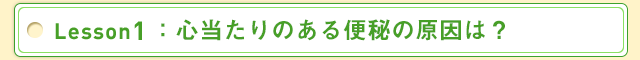 Lesson1：心当たりのある便秘の原因は？